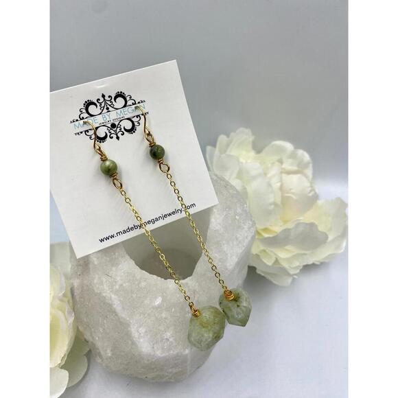 Ava Earrings - Prehinite Stones - Picture 3 of 3
